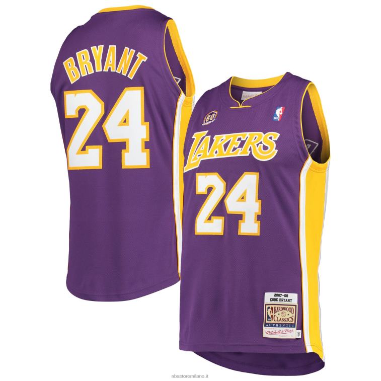 NBA 00F2L1009 los angeles lakers kobe bryant mitchell & ness viola hardwood classici 60a stagione maglia autentica