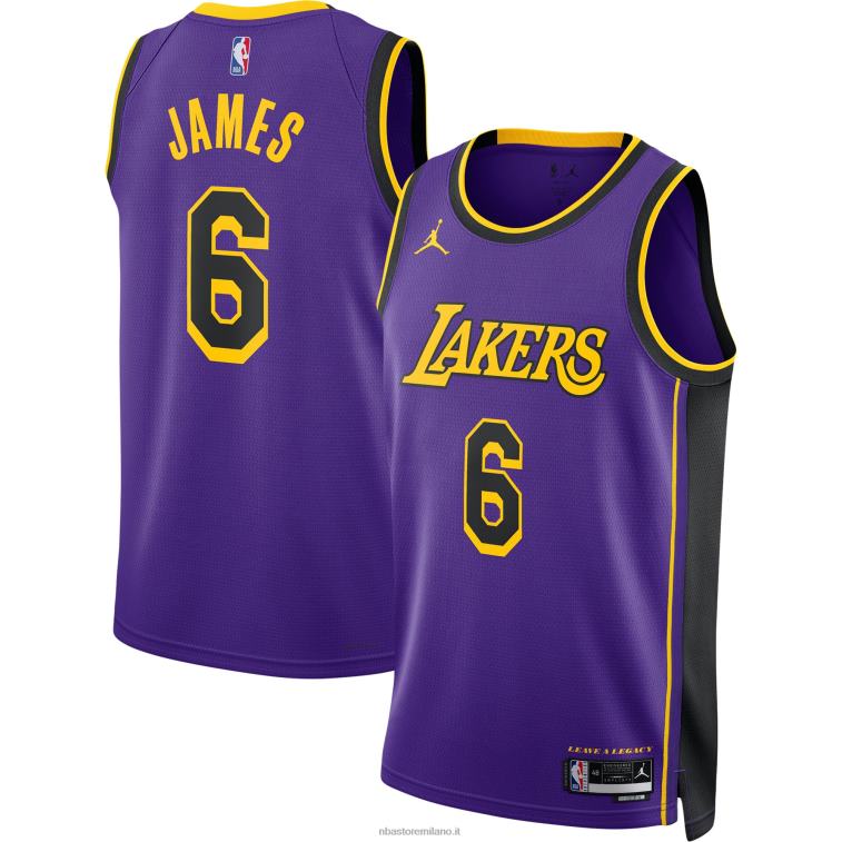 NBA 00F2L10 los angeles lakers lebron james jordan marca maglia swingman viola