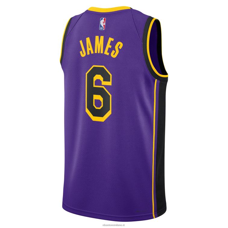 NBA 00F2L10 los angeles lakers lebron james jordan marca maglia swingman viola