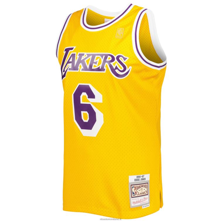 NBA 00F2L1213 mitchell & ness eddie jones oro los angeles lakers hardwood classici maglia swingman
