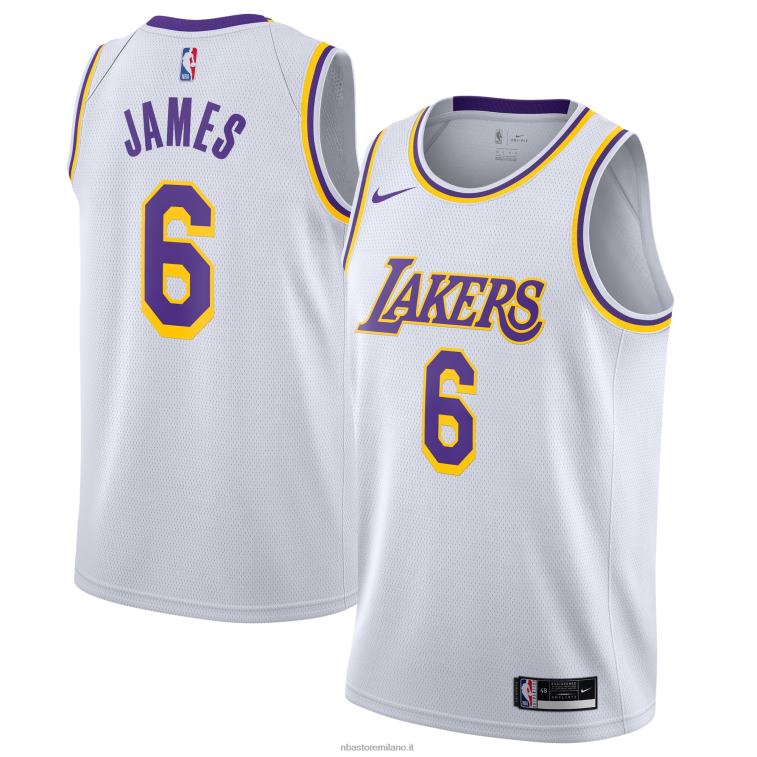 NBA 00F2L1366 los angeles lakers lebron james nike bianco # 6 maglia giocatore swingman
