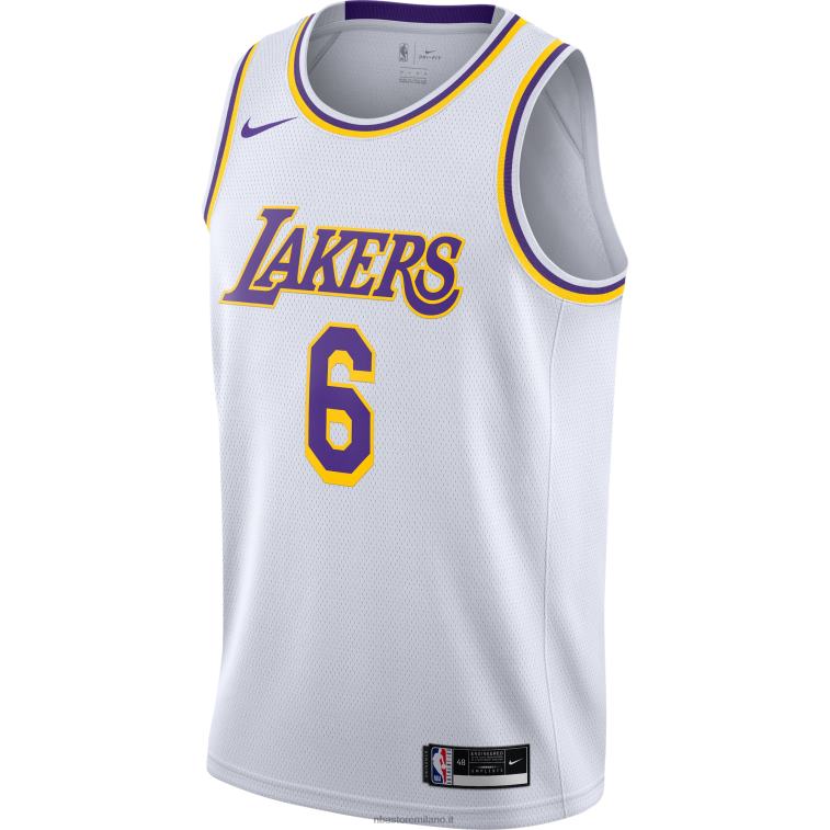 NBA 00F2L1366 los angeles lakers lebron james nike bianco # 6 maglia giocatore swingman