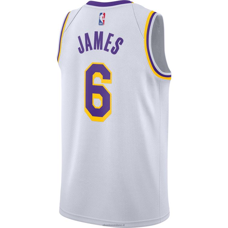 NBA 00F2L1366 los angeles lakers lebron james nike bianco # 6 maglia giocatore swingman