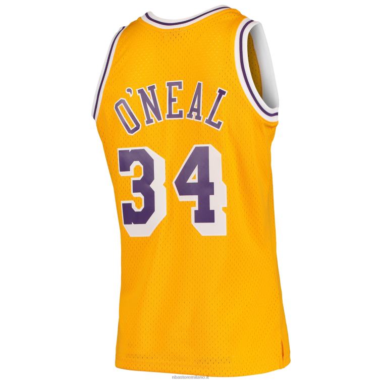 NBA 00F2L142 los angeles lakers shaquille o\'neal mitchell & ness gold hardwood classici maglia swingman