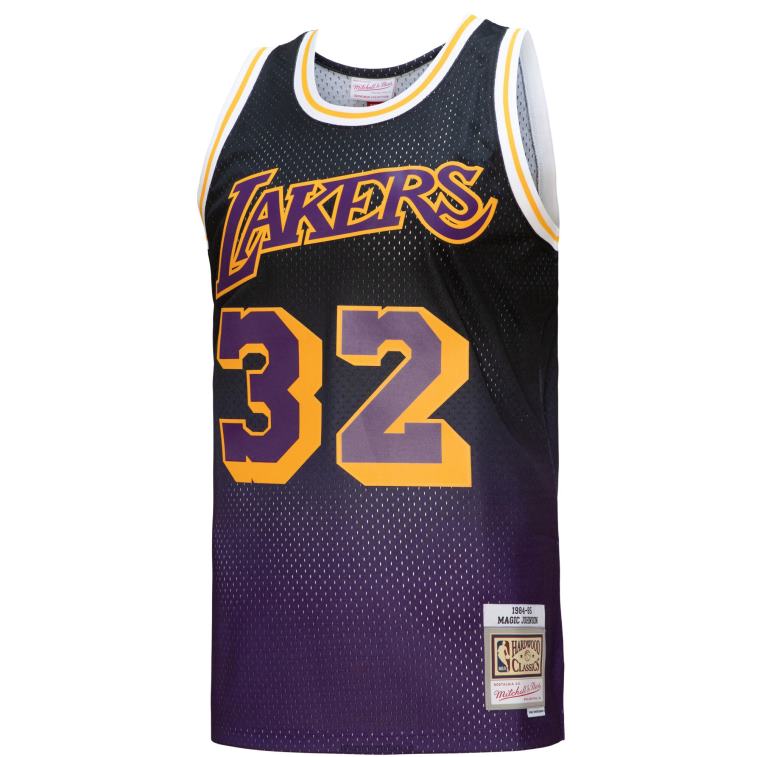 NBA 00F2L1500 los angeles lakers magic johnson viola/nero hardwood classics fadeaway maglia da giocatore swingman