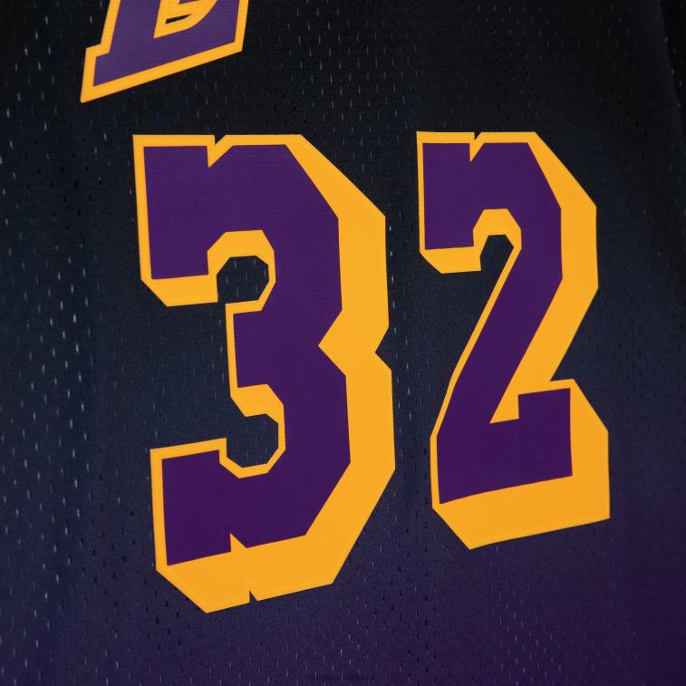 NBA 00F2L1500 los angeles lakers magic johnson viola/nero hardwood classics fadeaway maglia da giocatore swingman