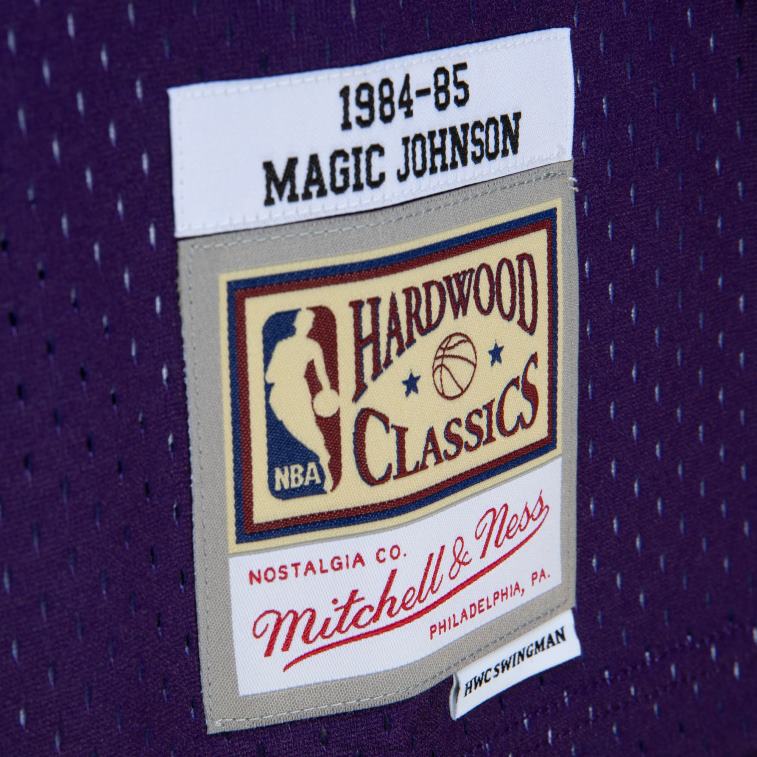 NBA 00F2L1500 los angeles lakers magic johnson viola/nero hardwood classics fadeaway maglia da giocatore swingman