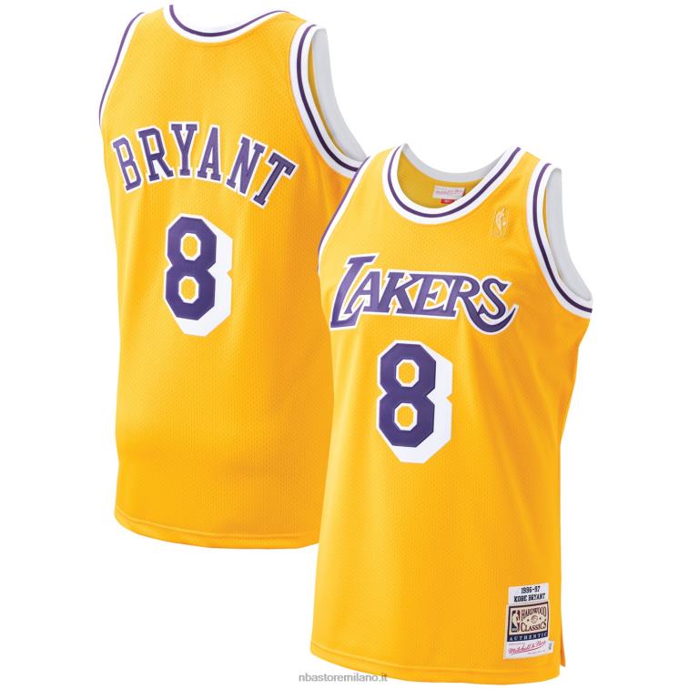 NBA 00F2L1703 los angeles lakers kobe bryant mitchell & ness gold hardwood classics maglia da giocatore autentica