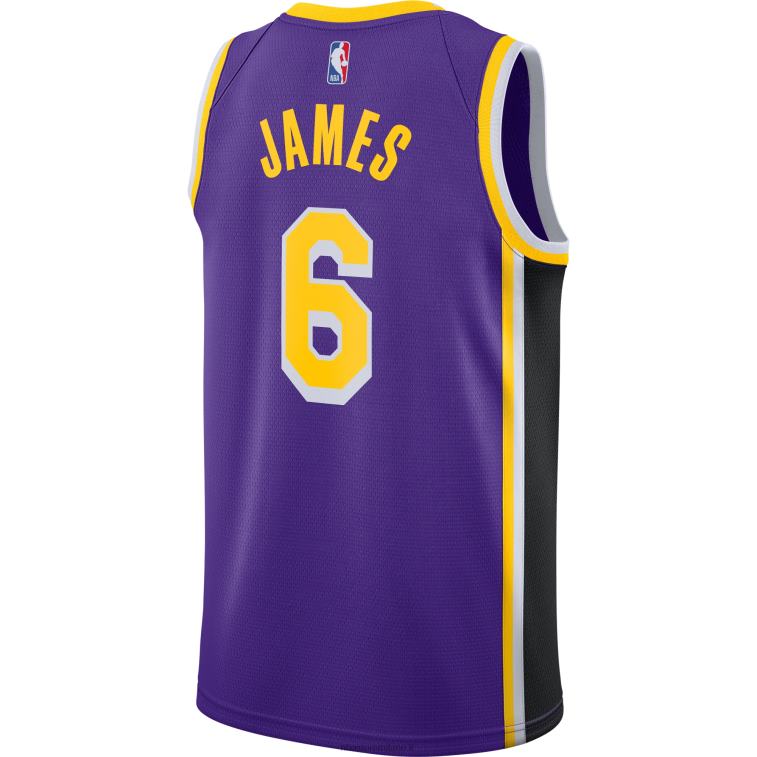 NBA 00F2L179 los angeles lakers lebron james jordan marca viola # 6 swingman player jersey