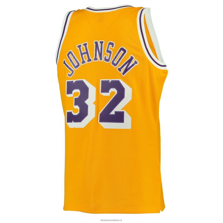 NBA 00F2L190 los angeles lakers magic johnson mitchell & ness gold hardwood classics maglia swingman
