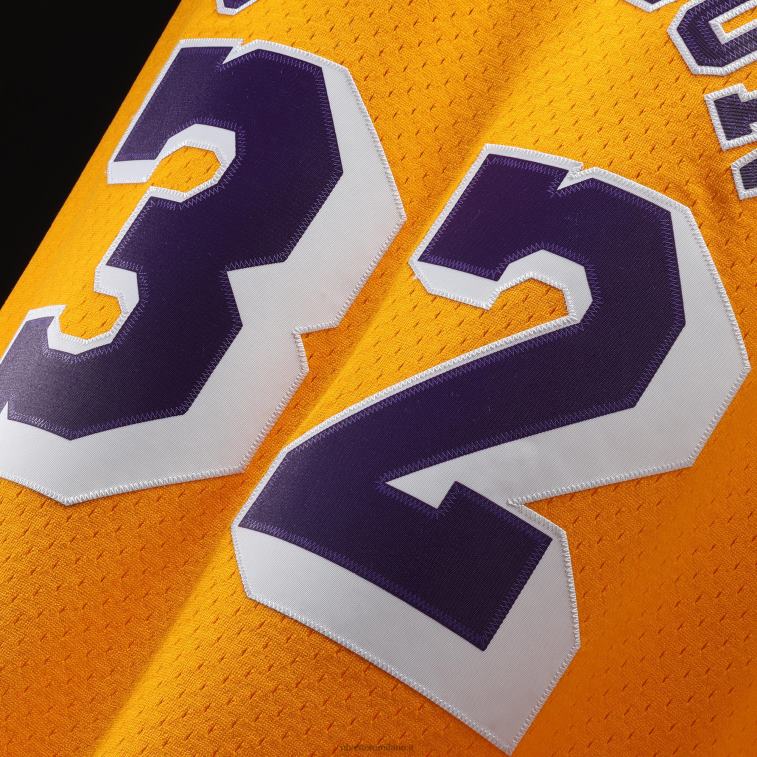 NBA 00F2L190 los angeles lakers magic johnson mitchell & ness gold hardwood classics maglia swingman