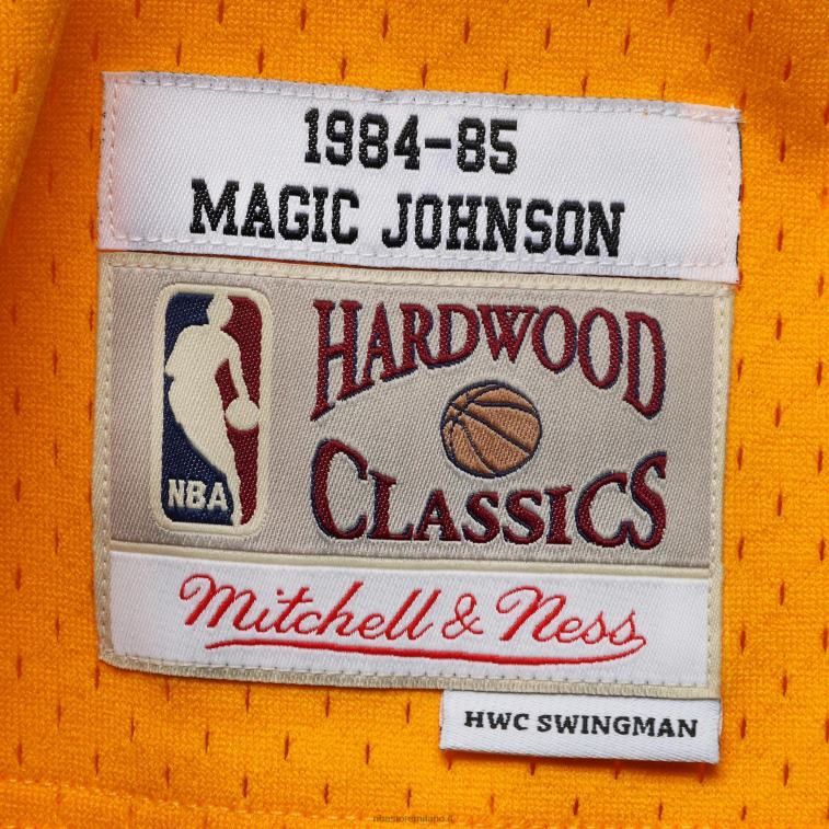 NBA 00F2L190 los angeles lakers magic johnson mitchell & ness gold hardwood classics maglia swingman