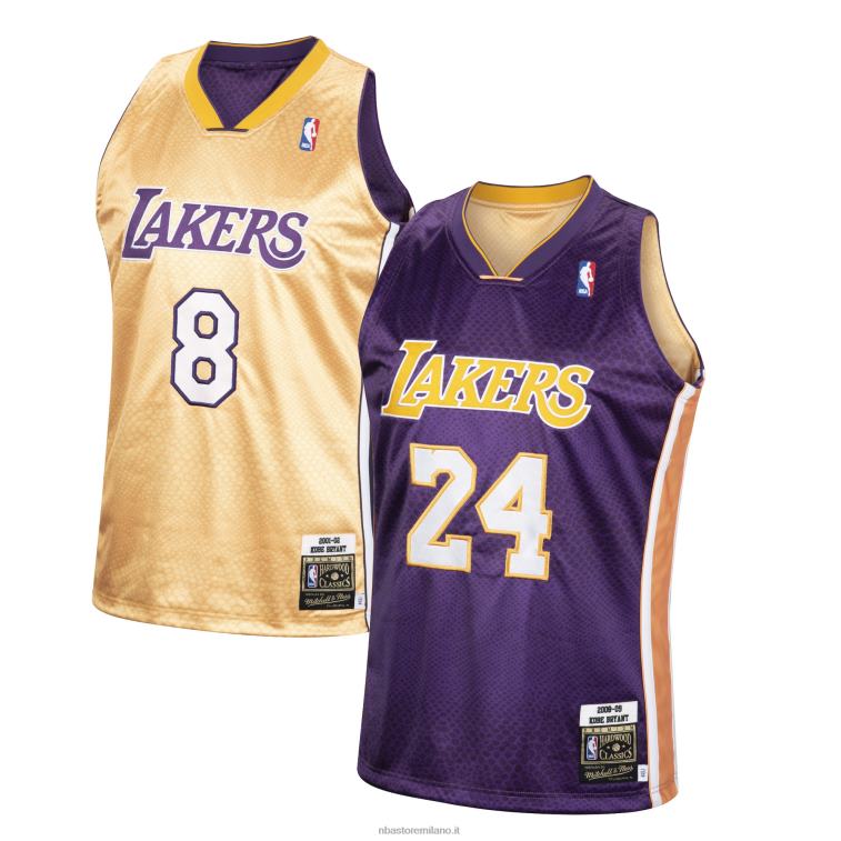 NBA 00F2L1924 los angeles lakers kobe bryant mitchell & ness maglia reversibile autentica oro/viola