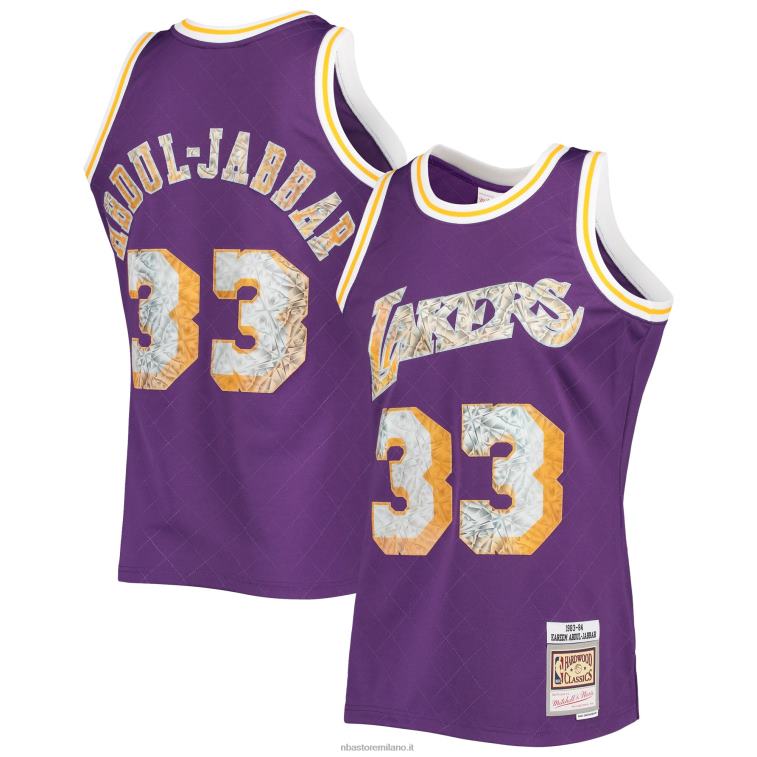 NBA 00F2L1944 los angeles lakers kareem abdul-jabbar viola legno duro 75 ° anniversario maglia swingman diamante