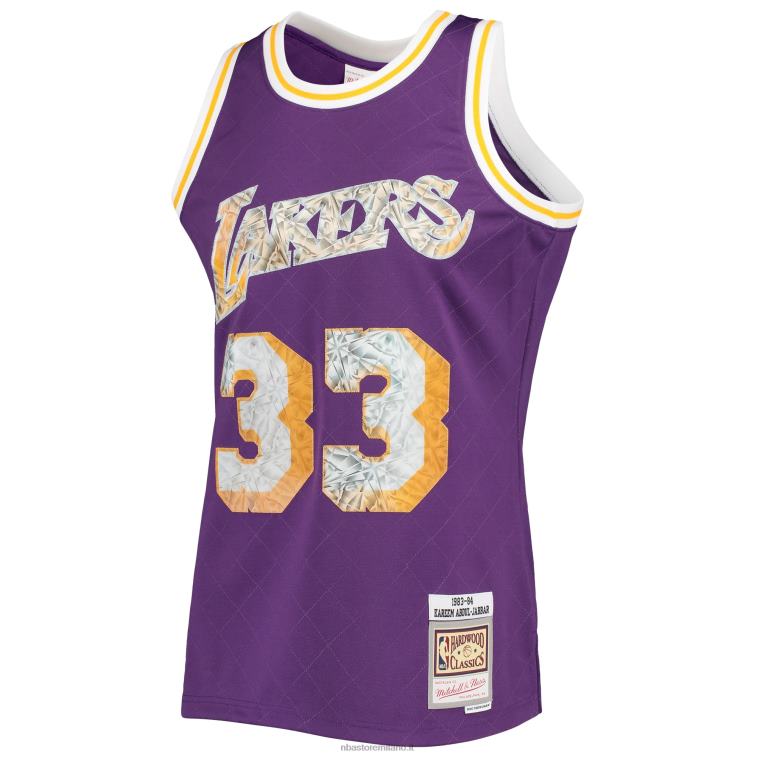 NBA 00F2L1944 los angeles lakers kareem abdul-jabbar viola legno duro 75 ° anniversario maglia swingman diamante