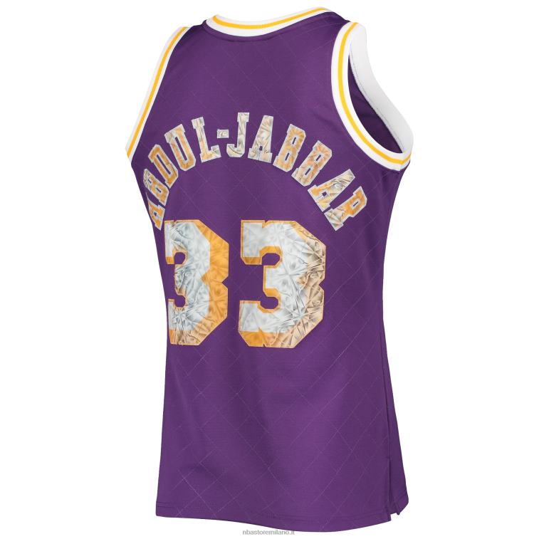 NBA 00F2L1944 los angeles lakers kareem abdul-jabbar viola legno duro 75 ° anniversario maglia swingman diamante