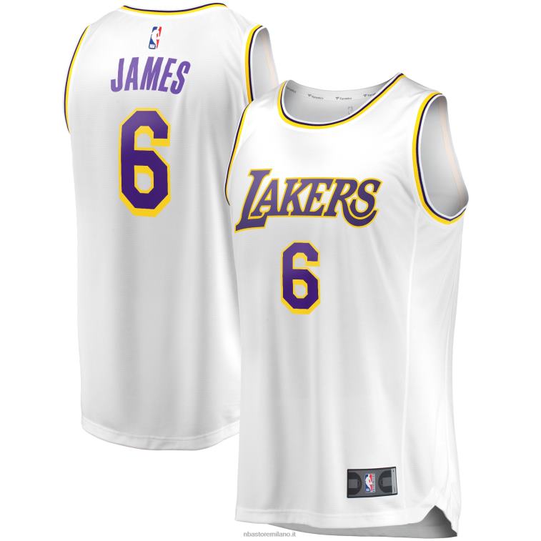 NBA 00F2L279 los angeles lakers lebron james bianco # 6 maglia giocatore replica fast break