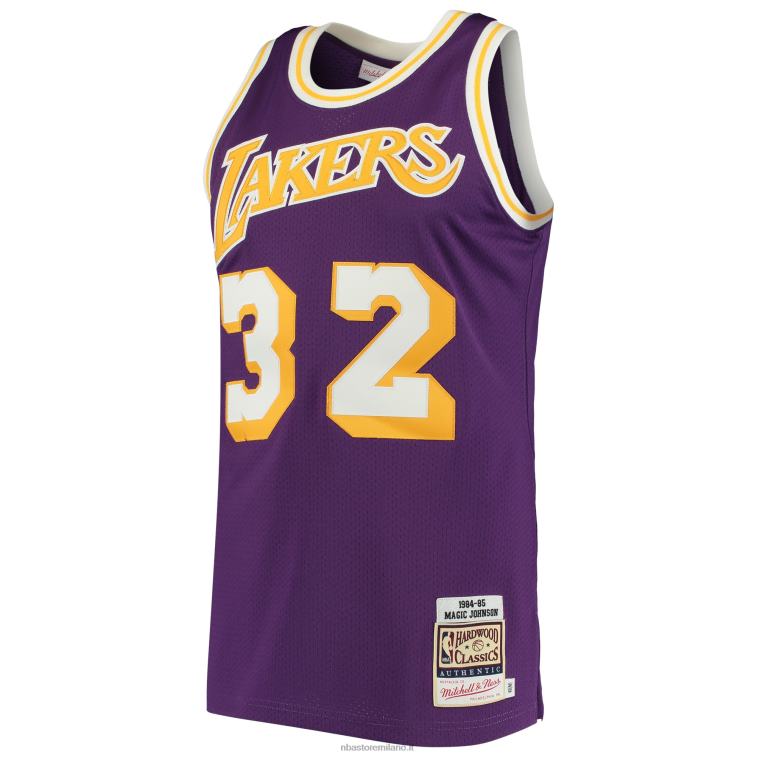 NBA 00F2L2835 los angeles lakers magic johnson mitchell & ness viola 1984 hardwood classics maglia autentica