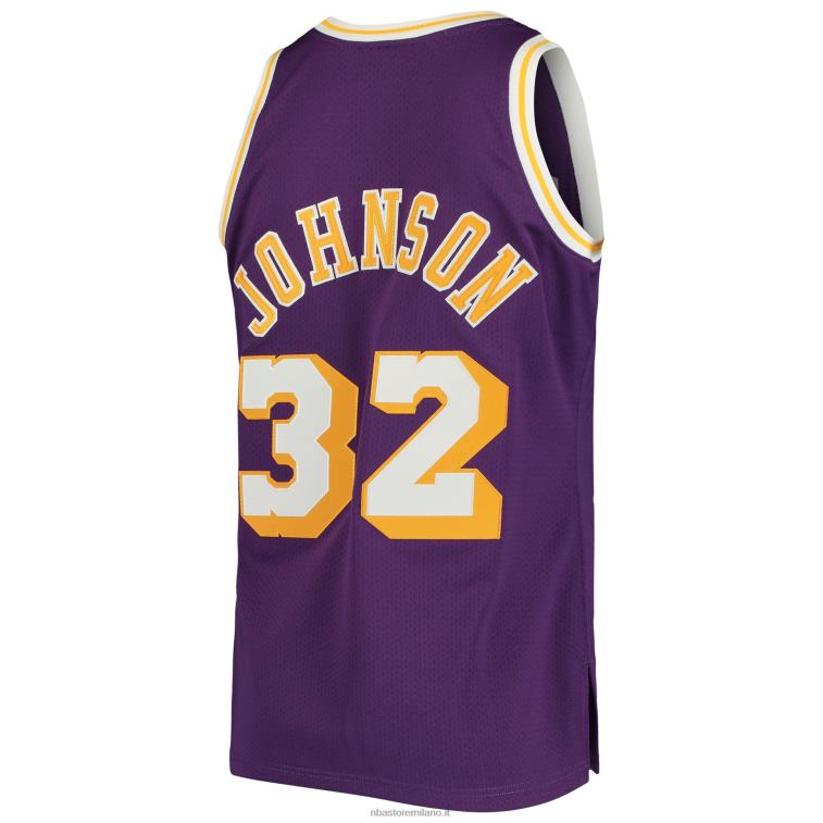 NBA 00F2L2835 los angeles lakers magic johnson mitchell & ness viola 1984 hardwood classics maglia autentica