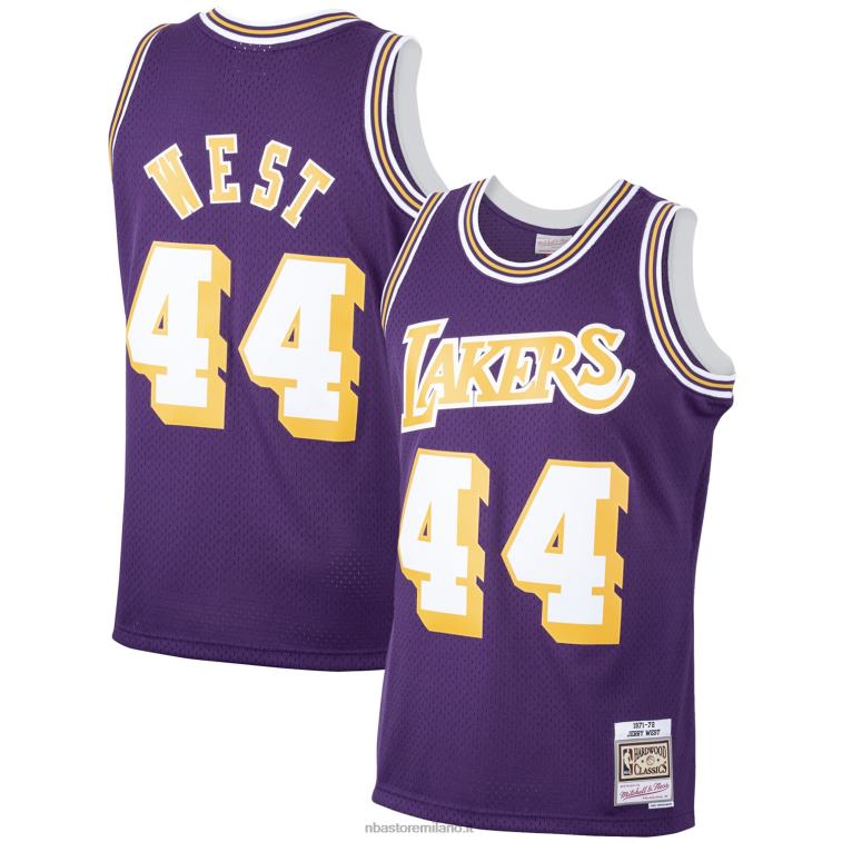 NBA 00F2L3148 los angeles lakers jerry west purple 1971-72 hardwood classics maglia da giocatore swingman