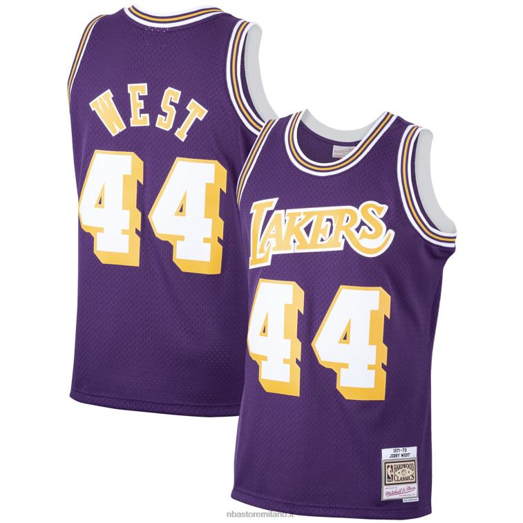 NBA 00F2L3148 los angeles lakers jerry west purple 1971-72 hardwood classics maglia da giocatore swingman
