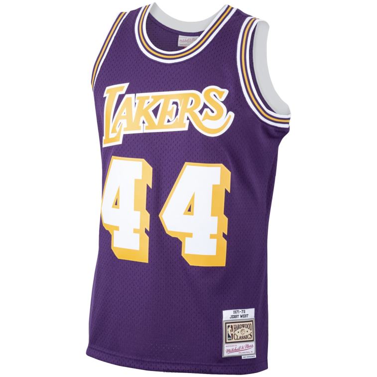 NBA 00F2L3148 los angeles lakers jerry west purple 1971-72 hardwood classics maglia da giocatore swingman