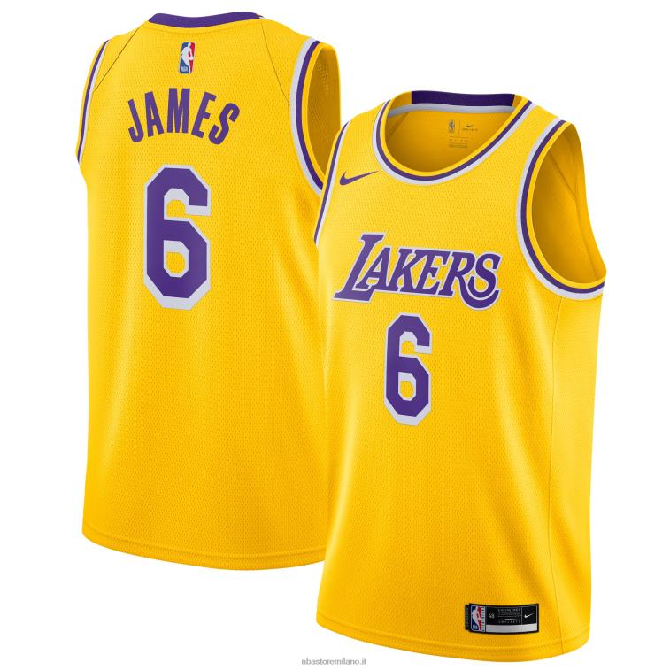 NBA 00F2L33 maglia los angeles lakers lebron james nike gold # 6 giocatore swingman