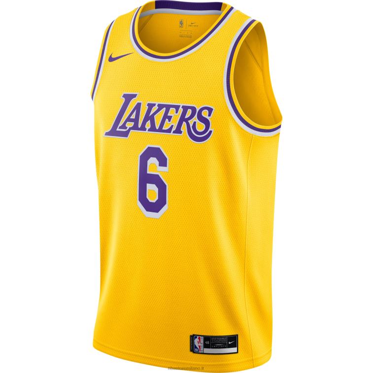 NBA 00F2L33 maglia los angeles lakers lebron james nike gold # 6 giocatore swingman