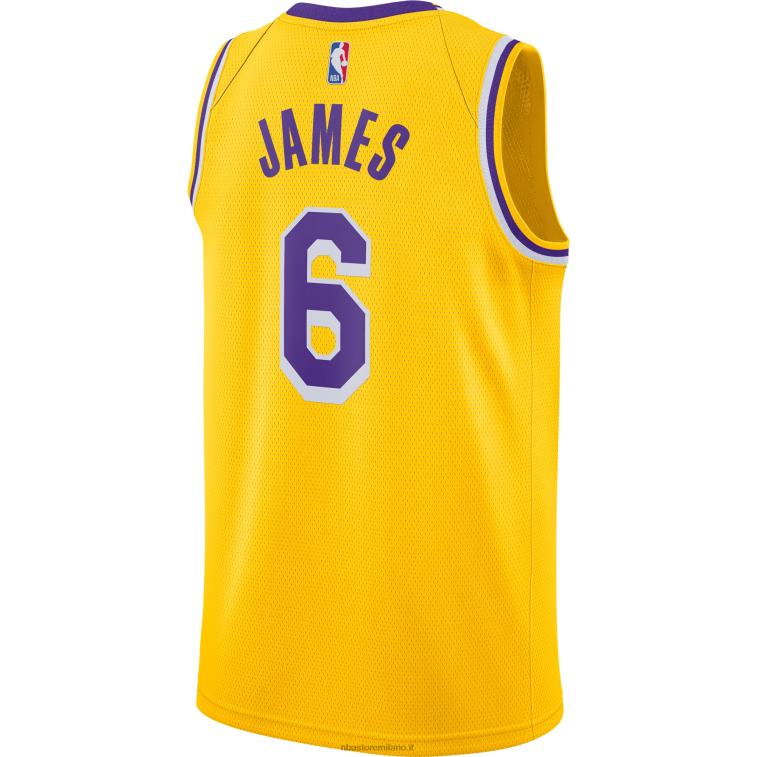 NBA 00F2L33 maglia los angeles lakers lebron james nike gold # 6 giocatore swingman