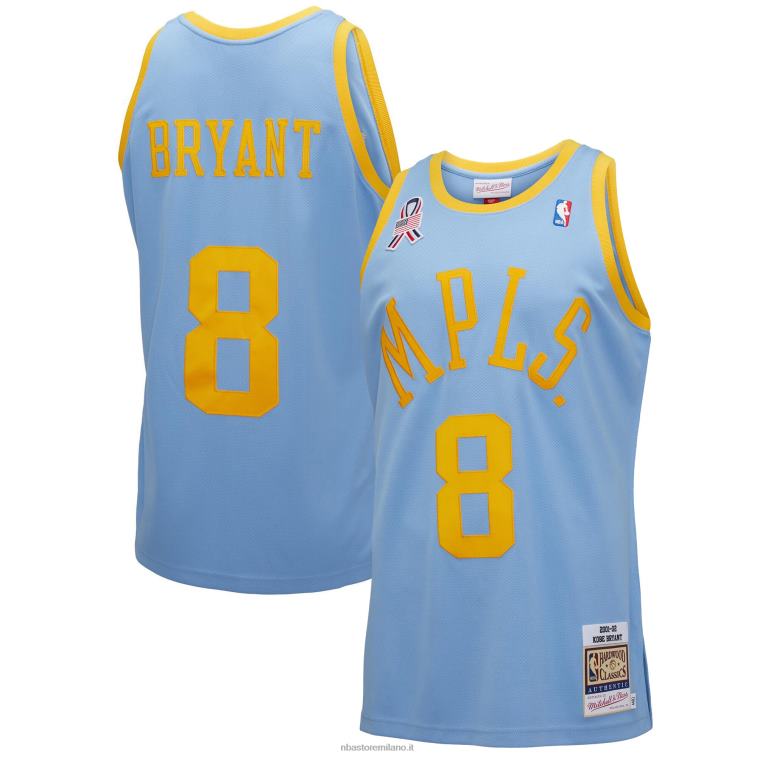 NBA 00F2L353 los angeles lakers kobe bryant mitchell & ness maglia autentica dei classici del legno duro blu chiaro