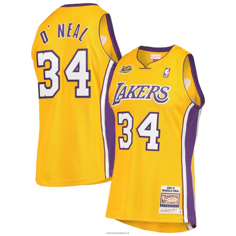 NBA 00F2L3600 los angeles lakers shaquille o'neal oro 2000 finali hardwood classics maglia autentica