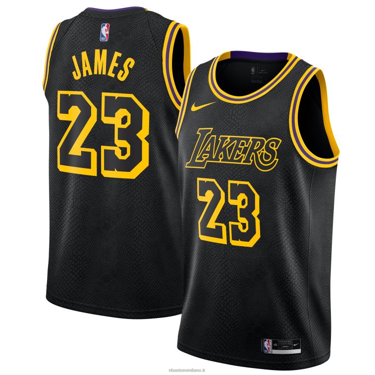 NBA 00F2L363 los angeles lakers lebron james nike black city edition maglia swingman