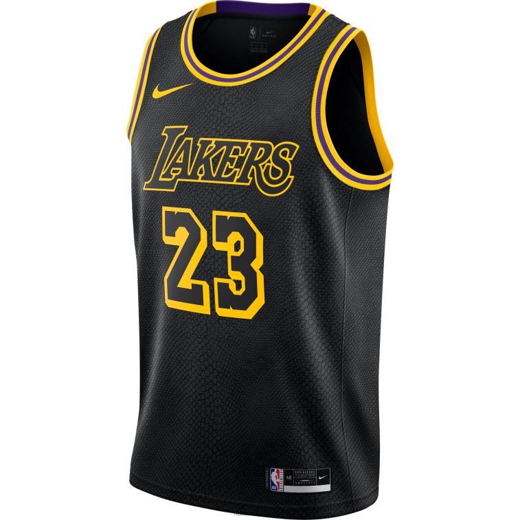 NBA 00F2L363 los angeles lakers lebron james nike black city edition maglia swingman