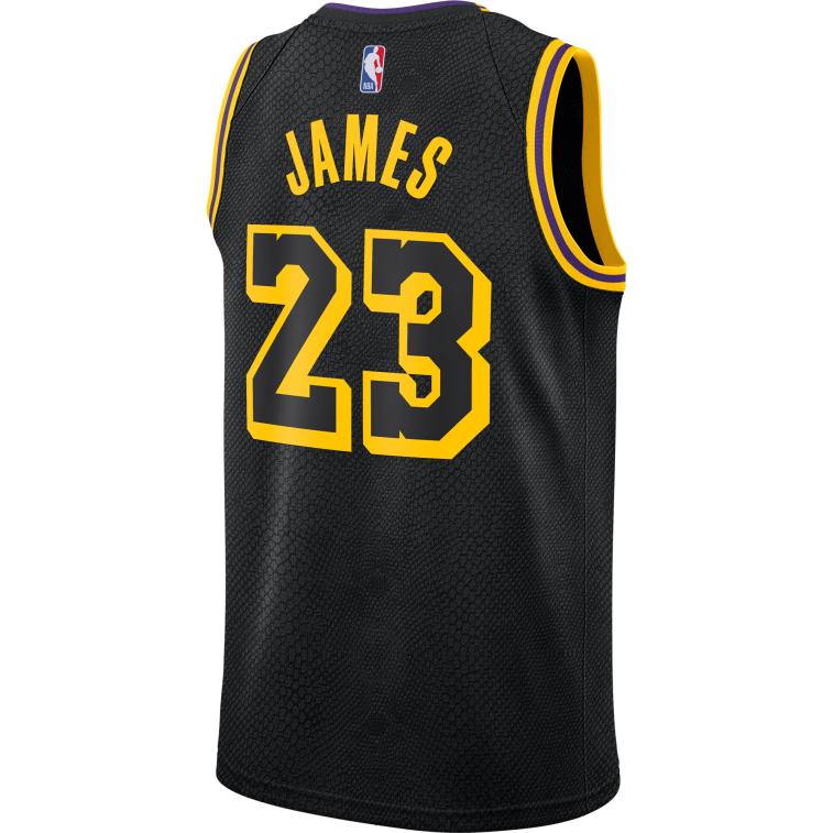 NBA 00F2L363 los angeles lakers lebron james nike black city edition maglia swingman