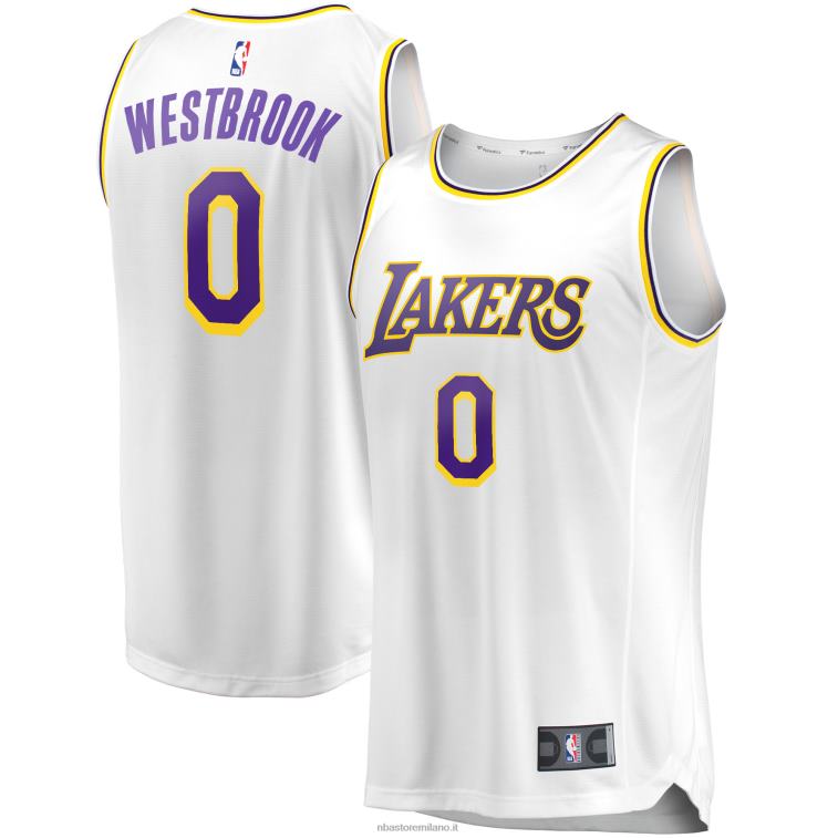 NBA 00F2L4396 los angeles lakers russell westbrook maglia replica giocatore bianco fast break