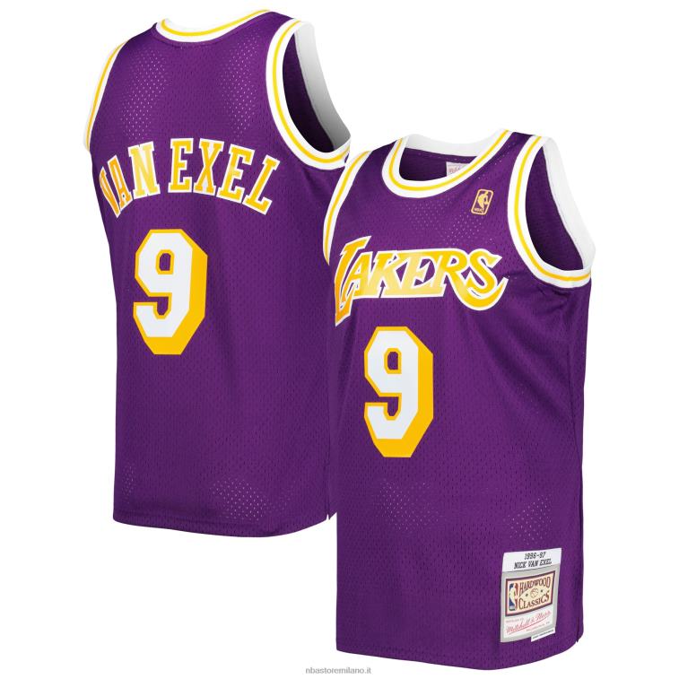 NBA 00F2L4555 mitchell & ness nick van exel viola los angeles lakers hardwood classici maglia swingman