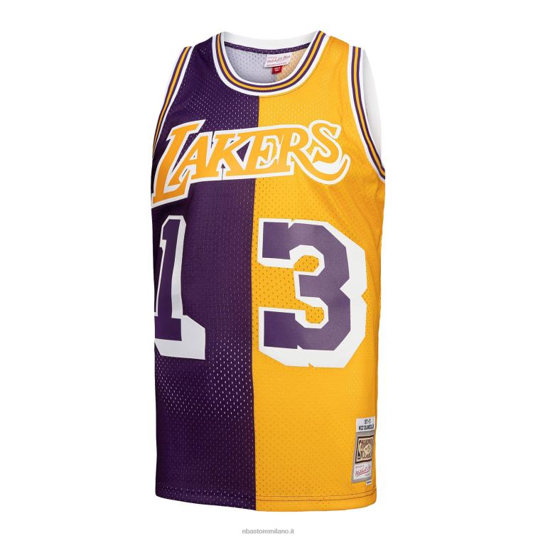 NBA 00F2L4704 los angeles lakers wilt chamberlain viola/oro hardwood classici 1971-72 divisa swingman maglia