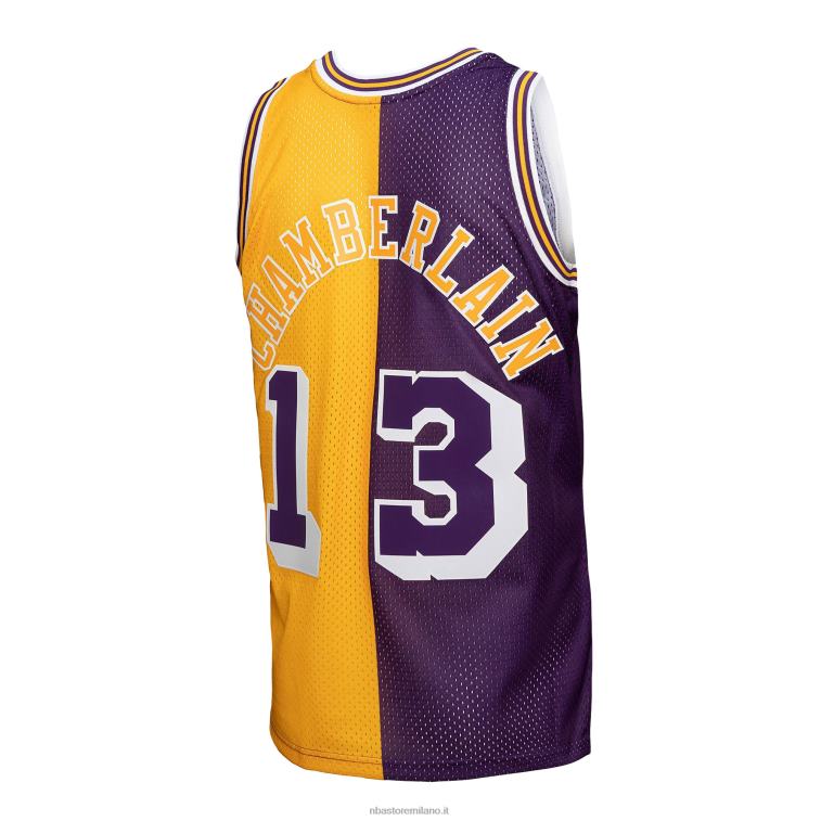 NBA 00F2L4704 los angeles lakers wilt chamberlain viola/oro hardwood classici 1971-72 divisa swingman maglia