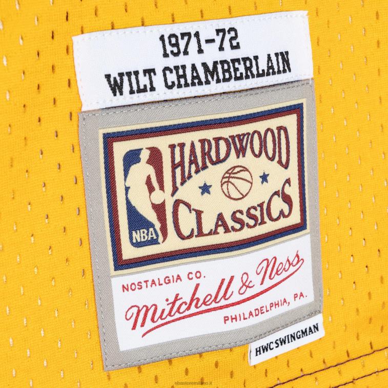 NBA 00F2L4704 los angeles lakers wilt chamberlain viola/oro hardwood classici 1971-72 divisa swingman maglia