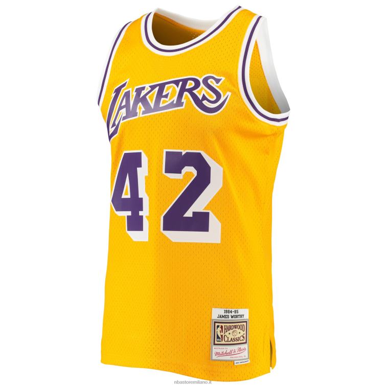 NBA 00F2L4715 los angeles lakers james degno mitchell & ness oro 1984-85 hardwood classici maglia swingman