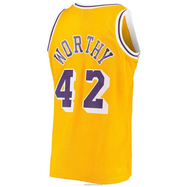 NBA 00F2L4715 los angeles lakers james degno mitchell & ness oro 1984-85 hardwood classici maglia swingman