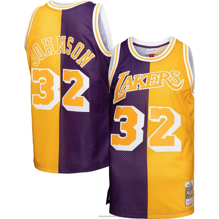 NBA 00F2L4758 los angeles lakers viola/oro big & tall hardwood classics 1984-85 divisa swingman maglia