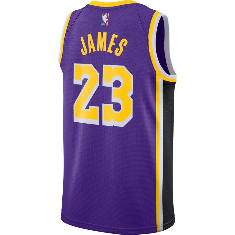 NBA 00F2L4776 los angeles lakers lebron james jordan marca maglia swingman viola