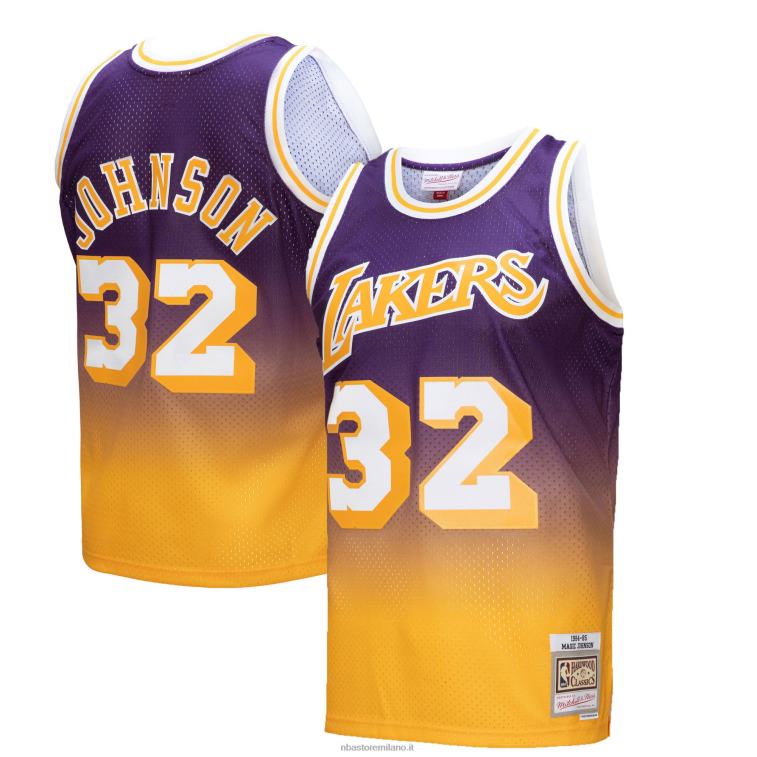 NBA 00F2L525 los angeles lakers magic johnson oro/viola hardwood classics fadeaway maglia da giocatore swingman