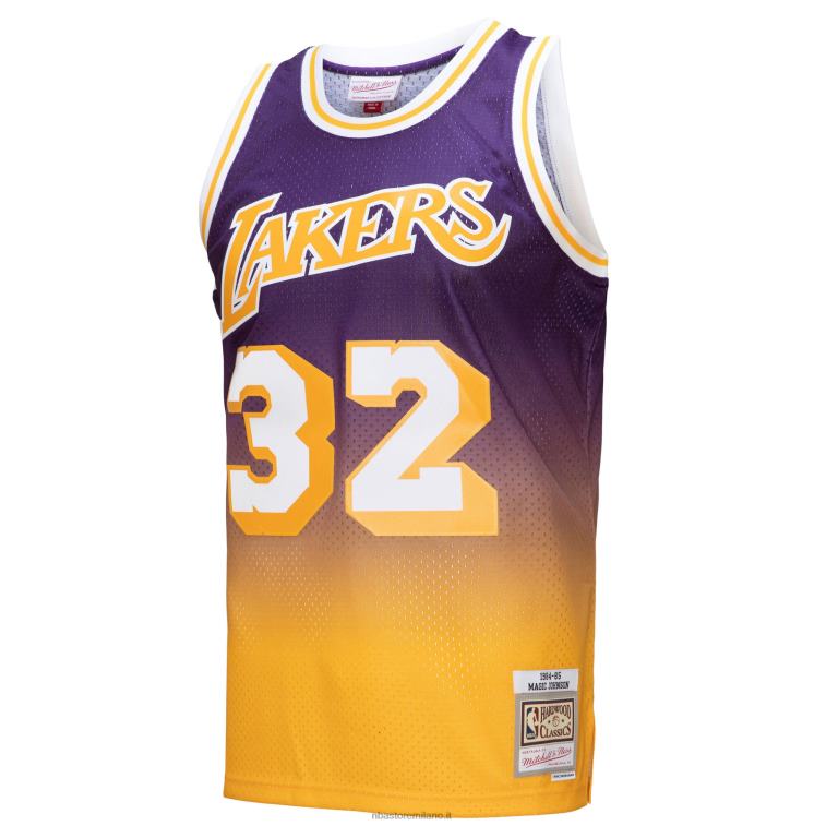 NBA 00F2L525 los angeles lakers magic johnson oro/viola hardwood classics fadeaway maglia da giocatore swingman