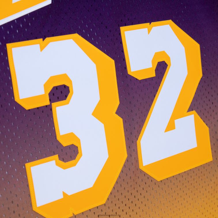 NBA 00F2L525 los angeles lakers magic johnson oro/viola hardwood classics fadeaway maglia da giocatore swingman