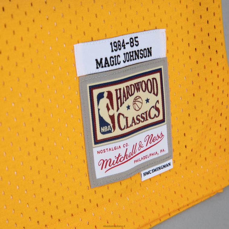 NBA 00F2L525 los angeles lakers magic johnson oro/viola hardwood classics fadeaway maglia da giocatore swingman