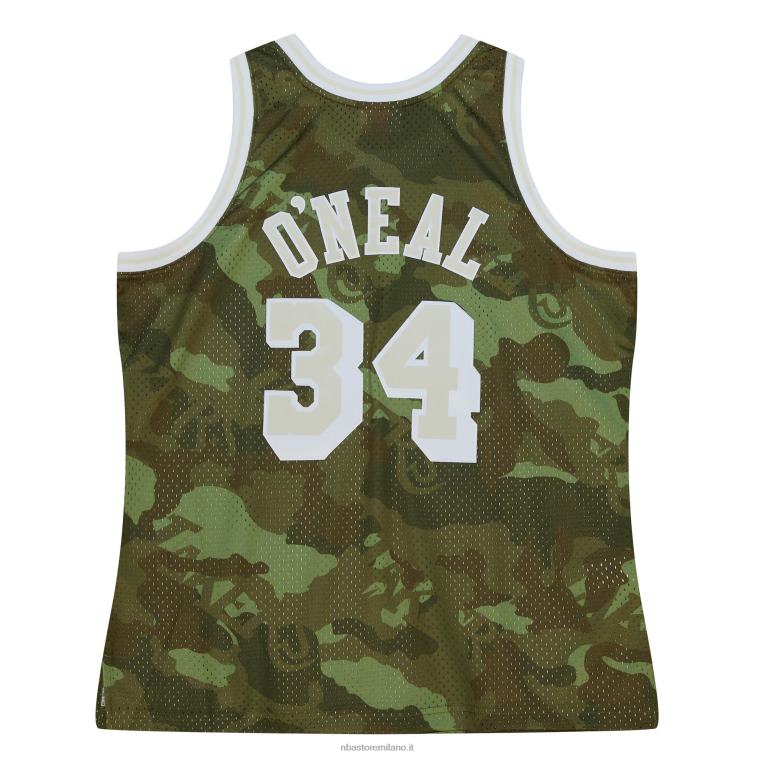 NBA 00F2L5351 los angeles lakers shaquille o\'neal camo hardwood classics maglia swingman verde fantasma