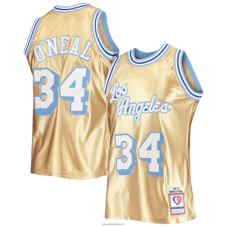 NBA 00F2L5489 los angeles lakers shaquille o'neal oro 75 ° anniversario hardwood classici maglia swingman