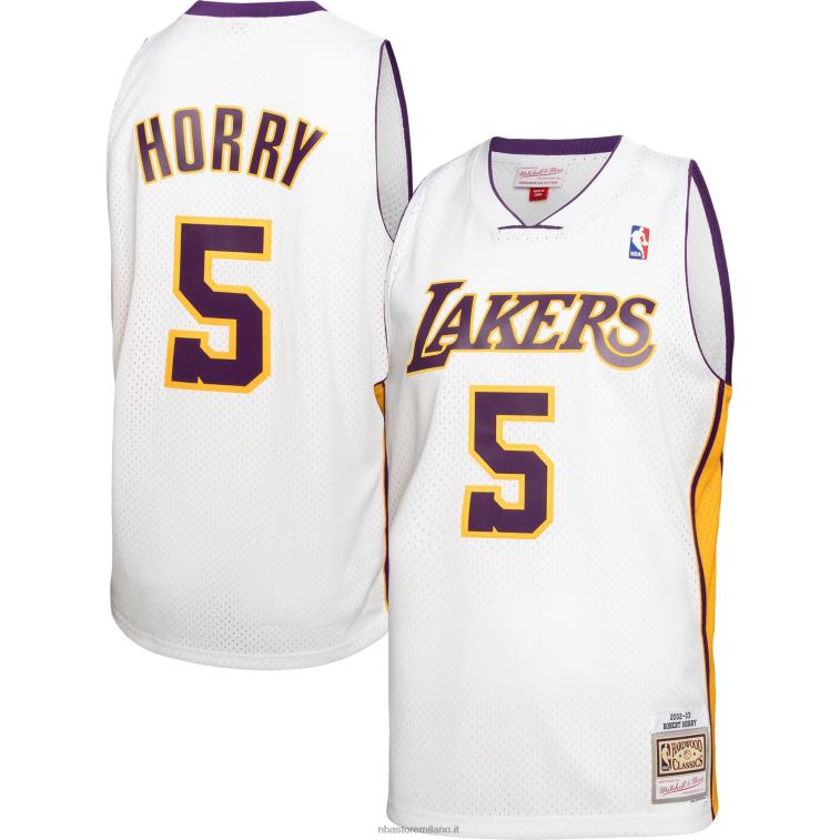 NBA 00F2L5607 los angeles lakers robert horry mitchell & ness bianco legno duro classici maglia swingman